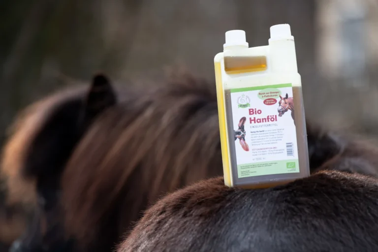 Hanföl für Tiere von Hempy mit Gamma Linolensäure für ein gesundes Fell bei Pferden
